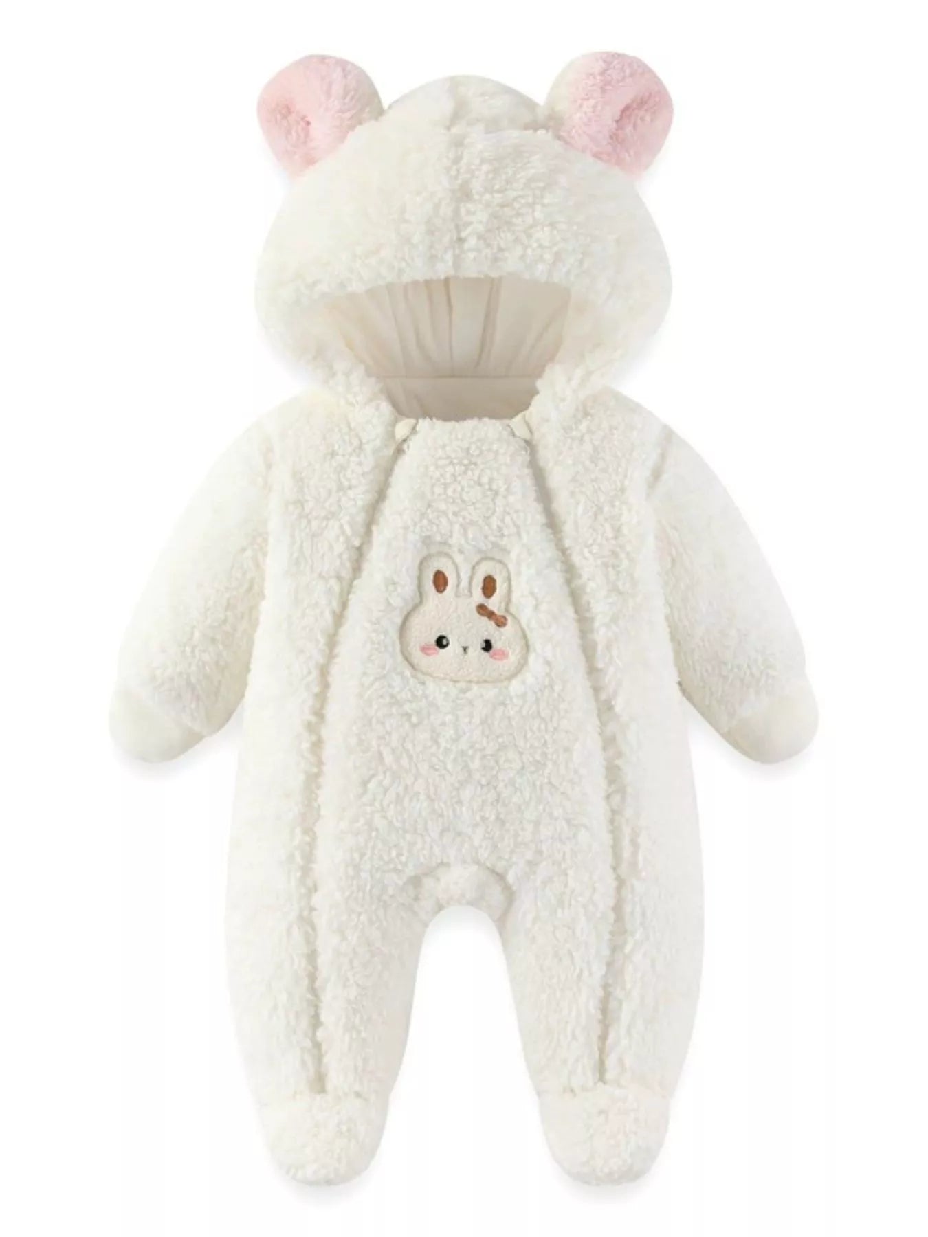 Cute Bunny Hooded Fleece One-Piece