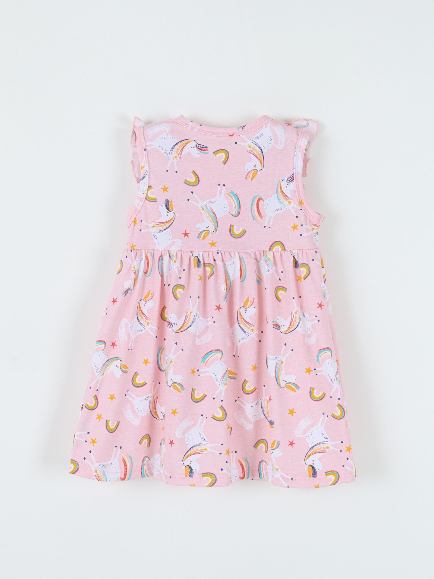 Children's Unicorn Print Ruffle Sleeve Casual Dress