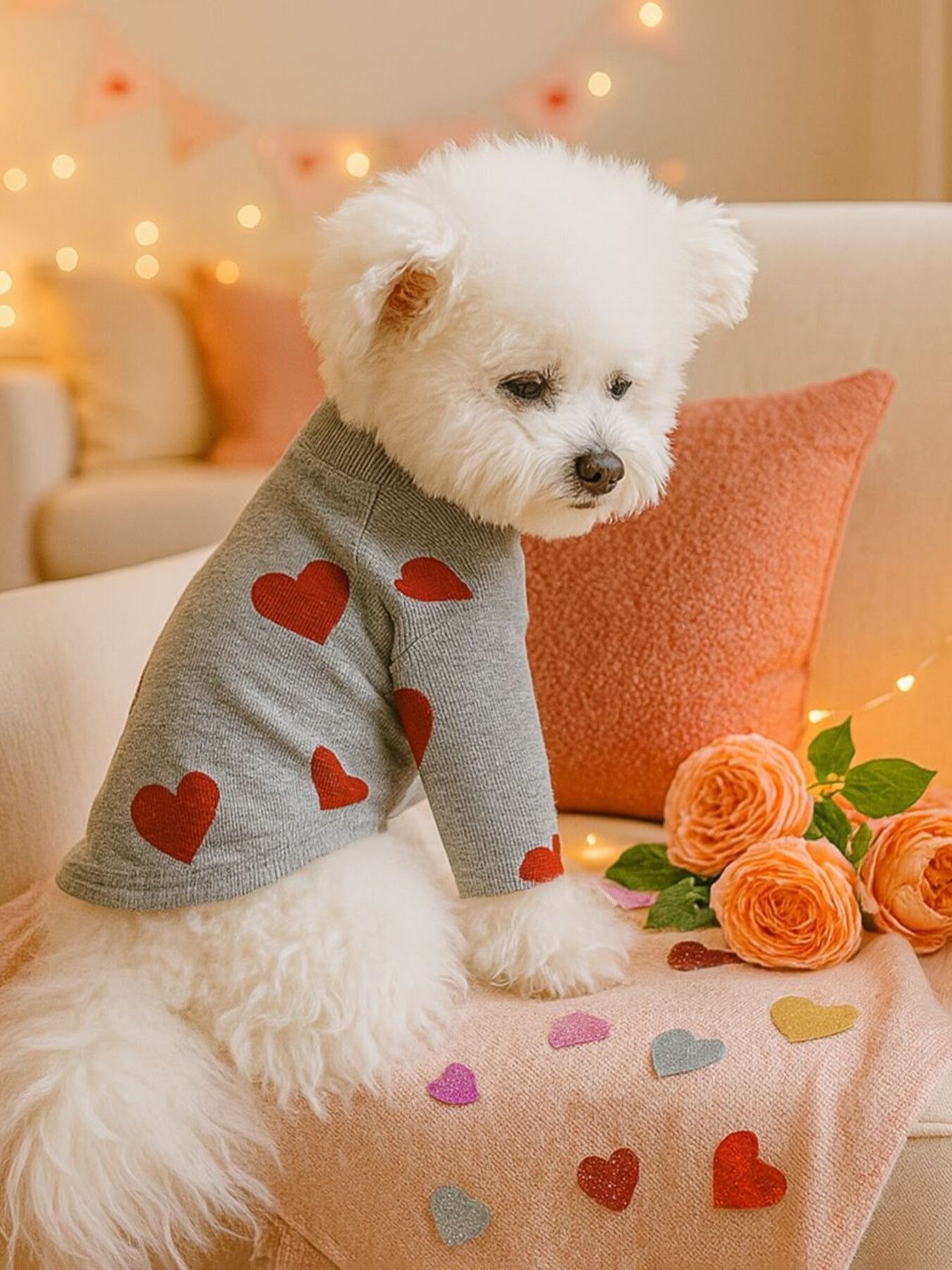 Heart Pattern Pet Sweater