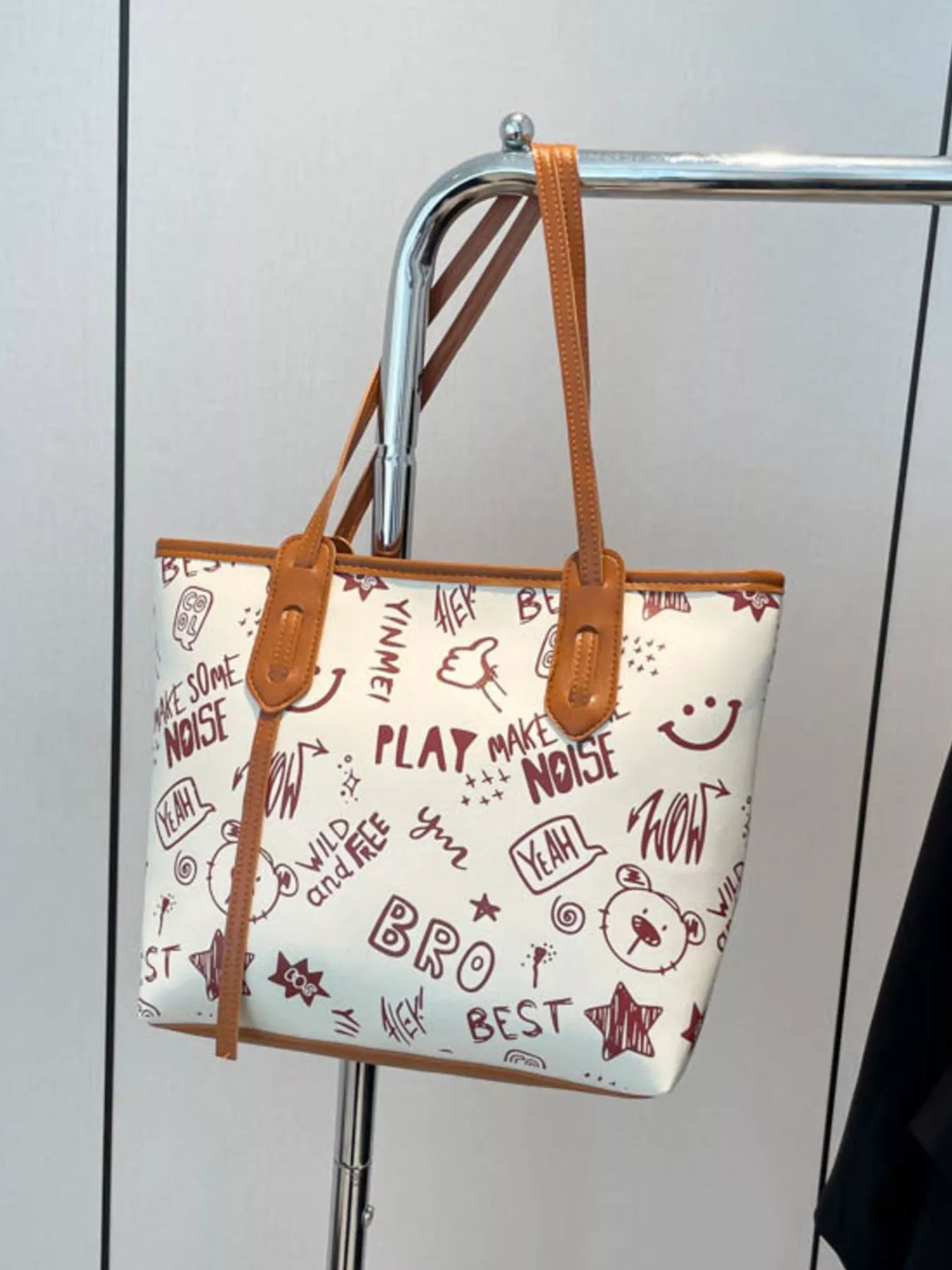 Graffiti Print Casual Tote Bag