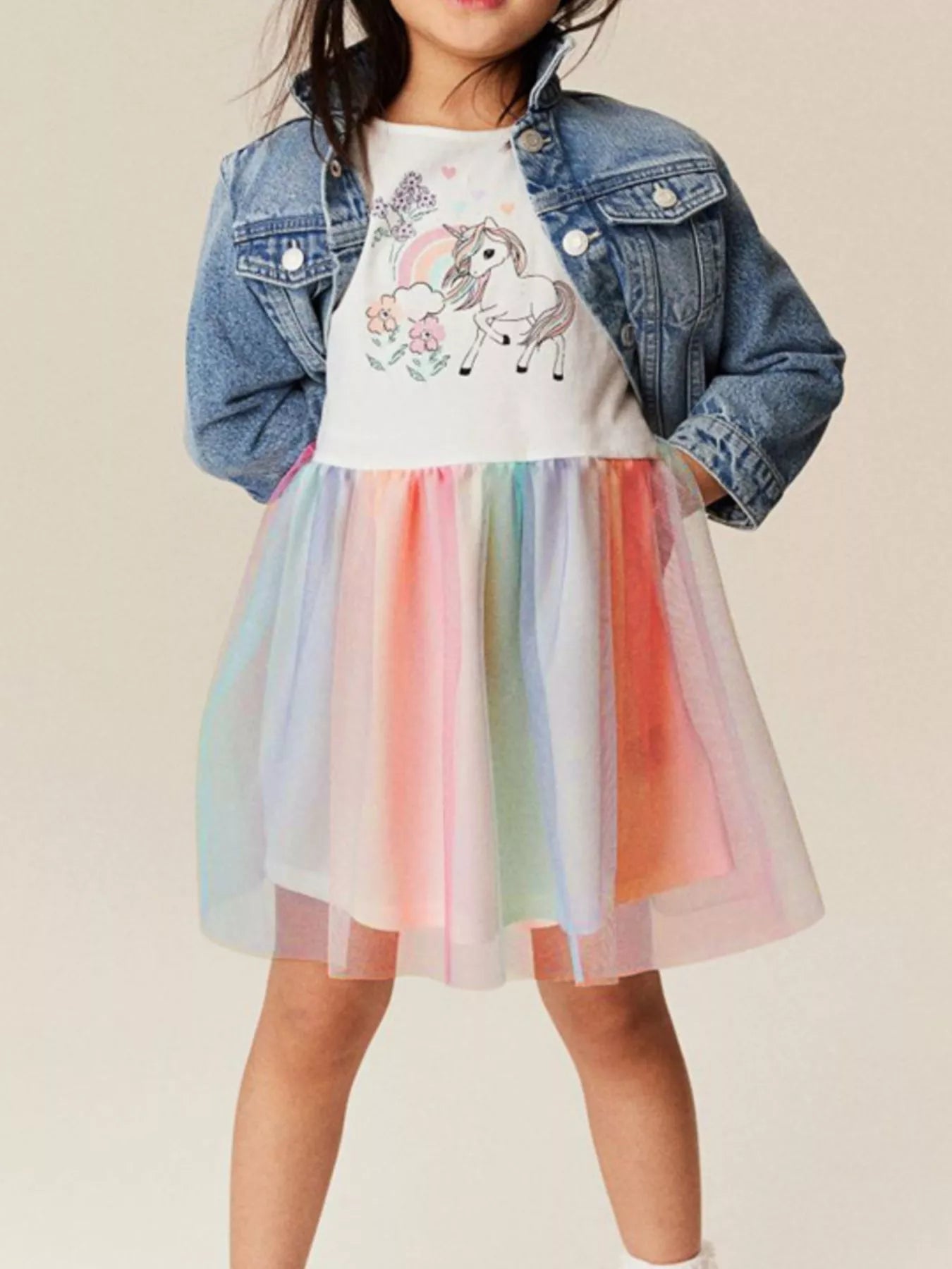 Children's Unicorn Rainbow Tulle Dress