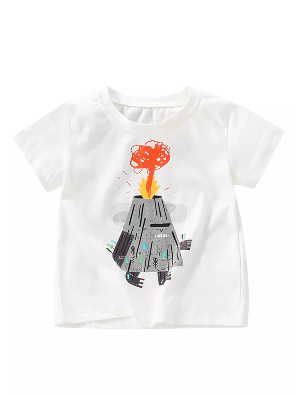 Children's Volcano Round Neck Short Sleeve T-Shirt