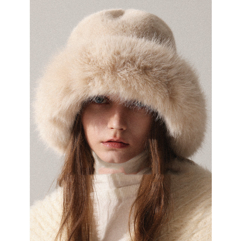 Women’s Oversized Furry Fisherman Hat – Mongolian Style Winter Hat