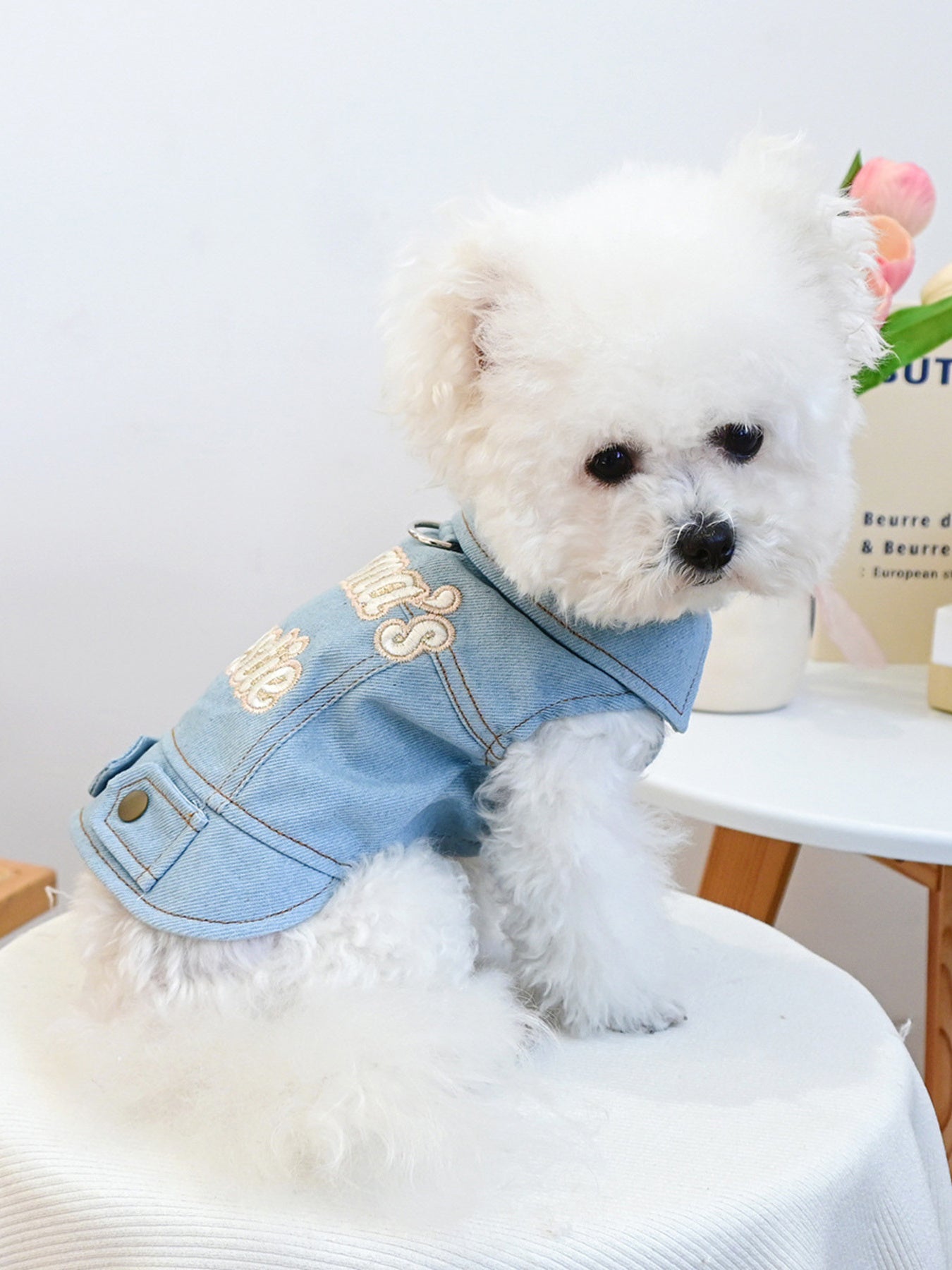 Embroidered Denim Pet Jacket