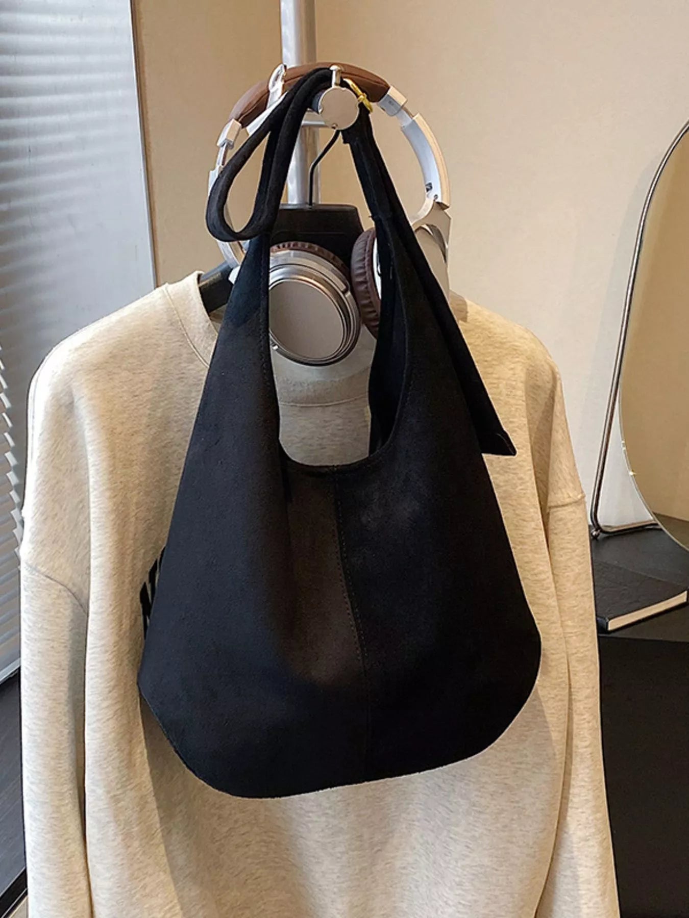 Suede Hobo Shoulder Bag