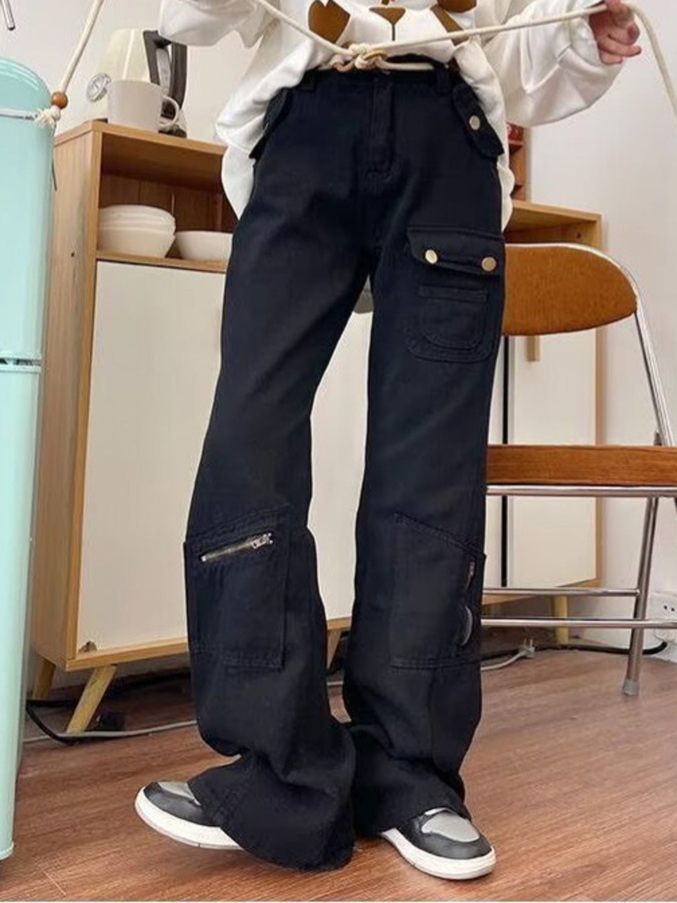 Men's Full Size Wide Leg Jeans with Multiple Pockets Plus Size