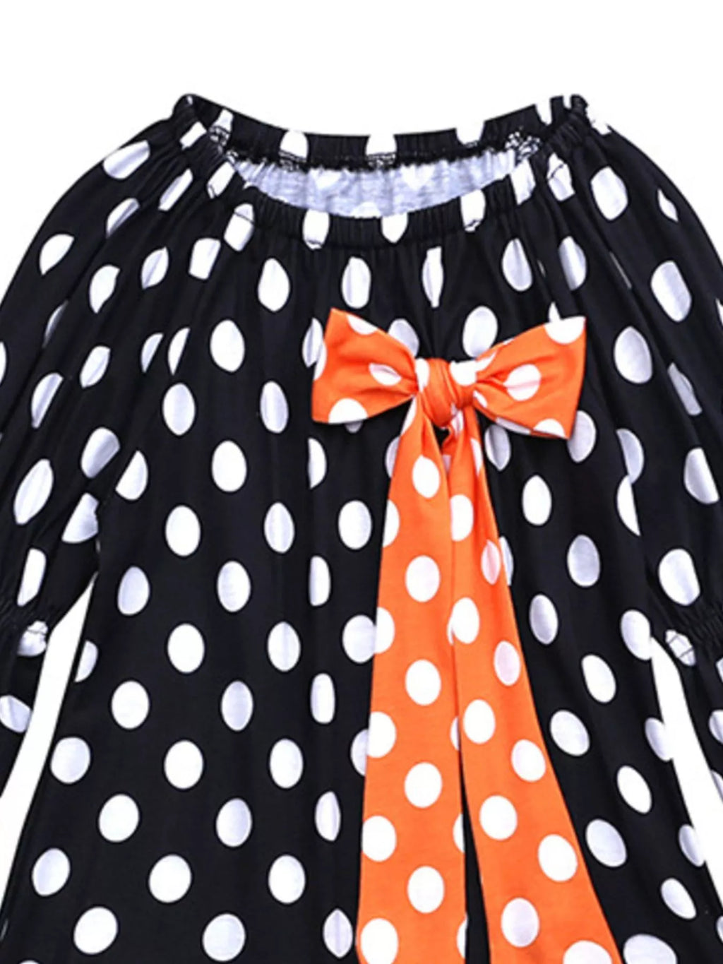 Children's Halloween Ghost Polka Dot Dress with Bow