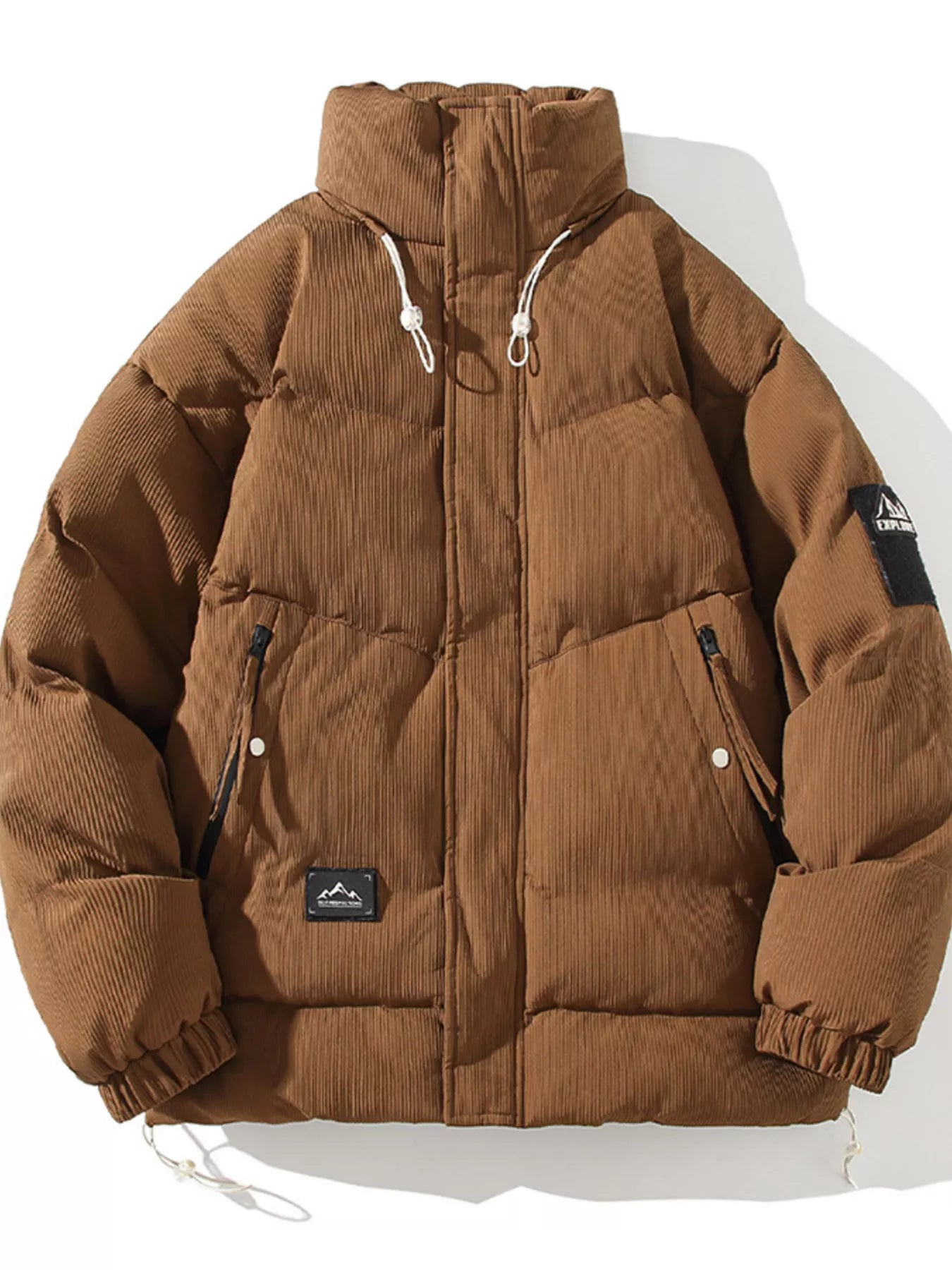 Men's Plus Size Zip Up Long Sleeve Puffer Jacket