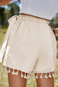 Apricot Tassel Trim Wrap Knot Side Bohemian Style Mini Skort