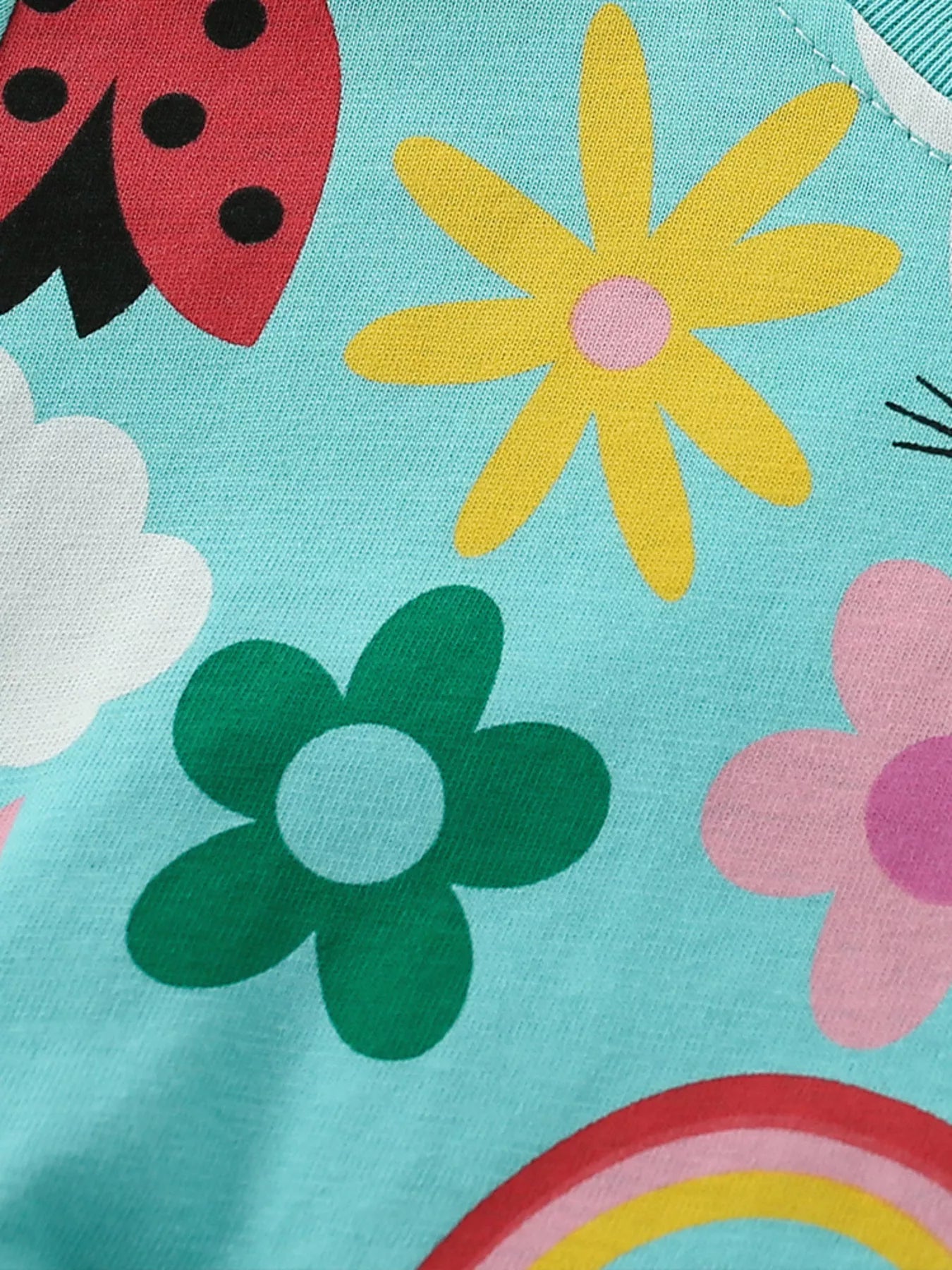 Children's Cute Cartoon Print Ruffle Hem Dress