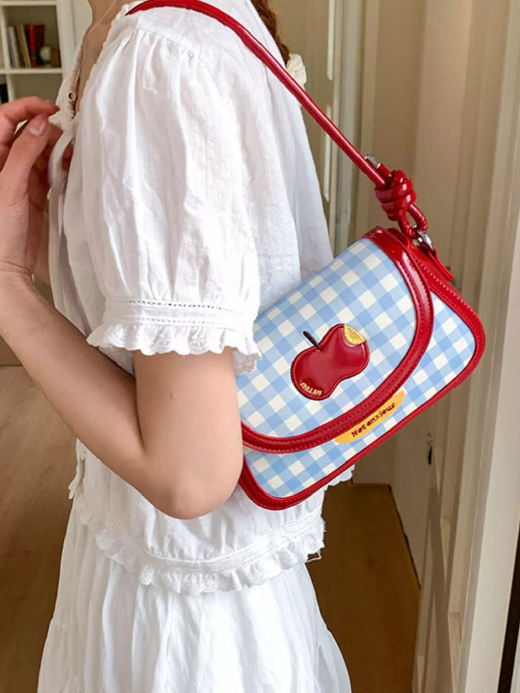Apple Gingham Shoulder Bag