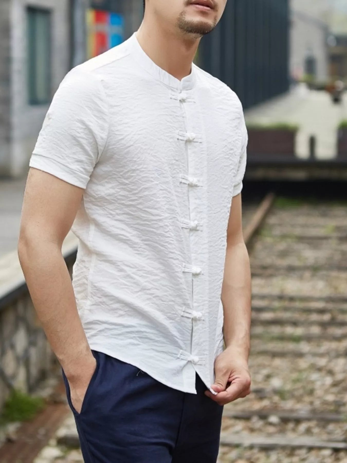 Men's Full Size Chinese Style Short Sleeve Shirt Plus Size
