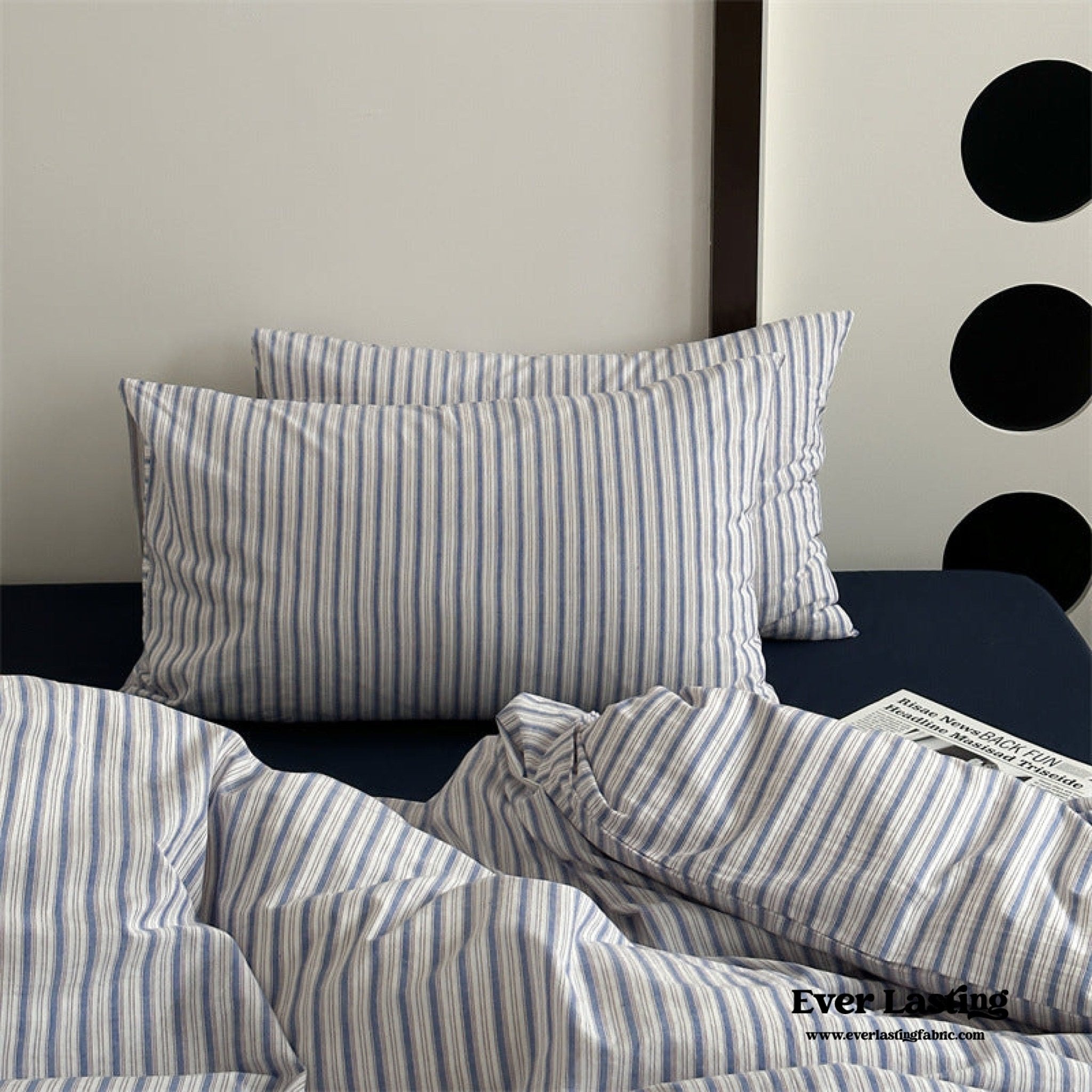 French Stripes Minimal Bedding Set / Green Yellow
