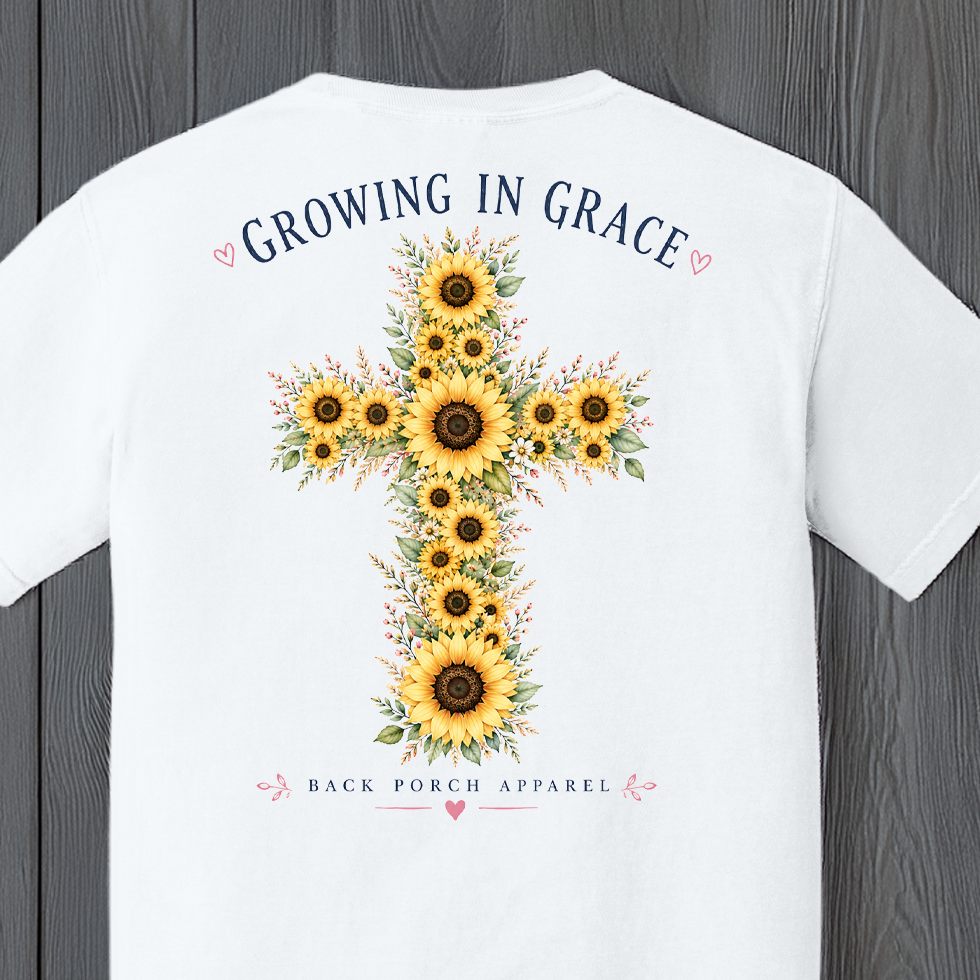 Growing In Grace Sunflower Cross T-Shirt