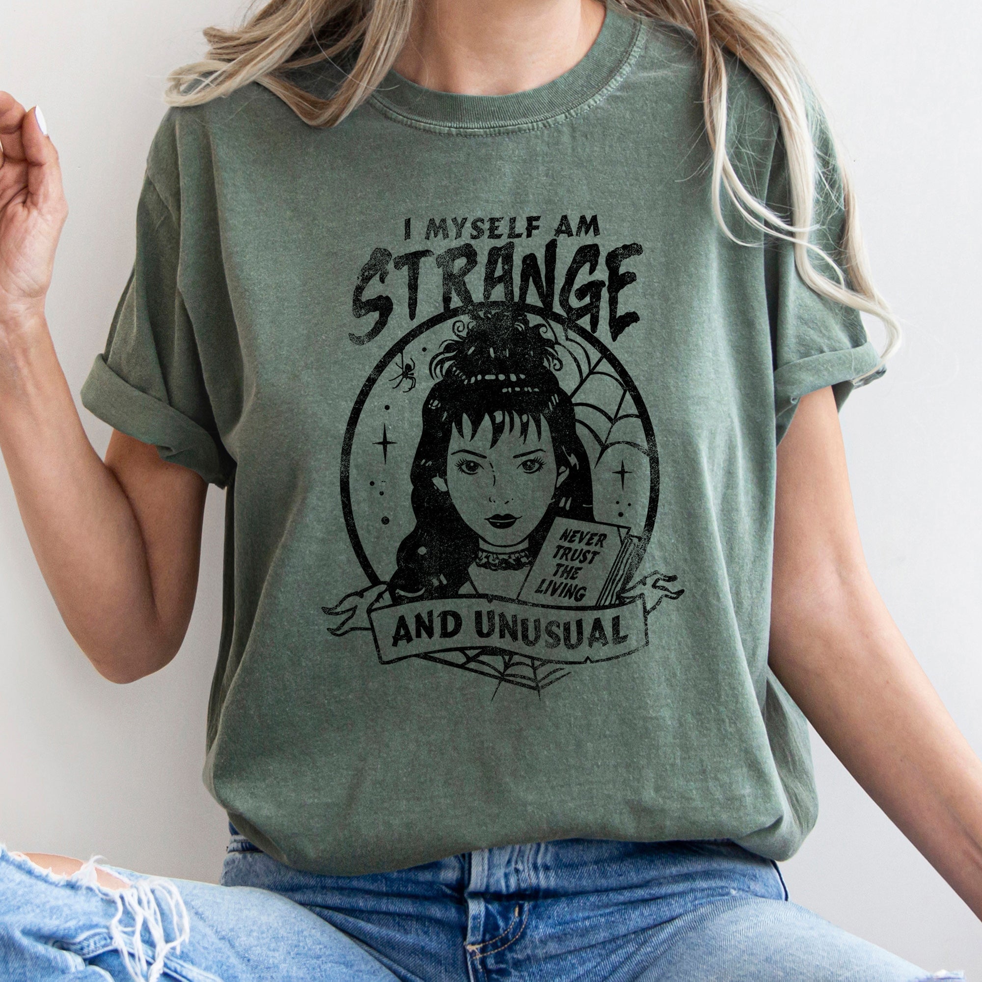 I Myself Am Strange And Unusual Retro Halloween Limited Edition Comfort Colors Tee