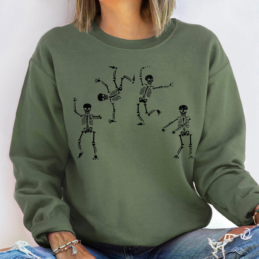 Jumping Skeletons Halloween Night Parade Graphic Vintage Edition Design Sweatshirt
