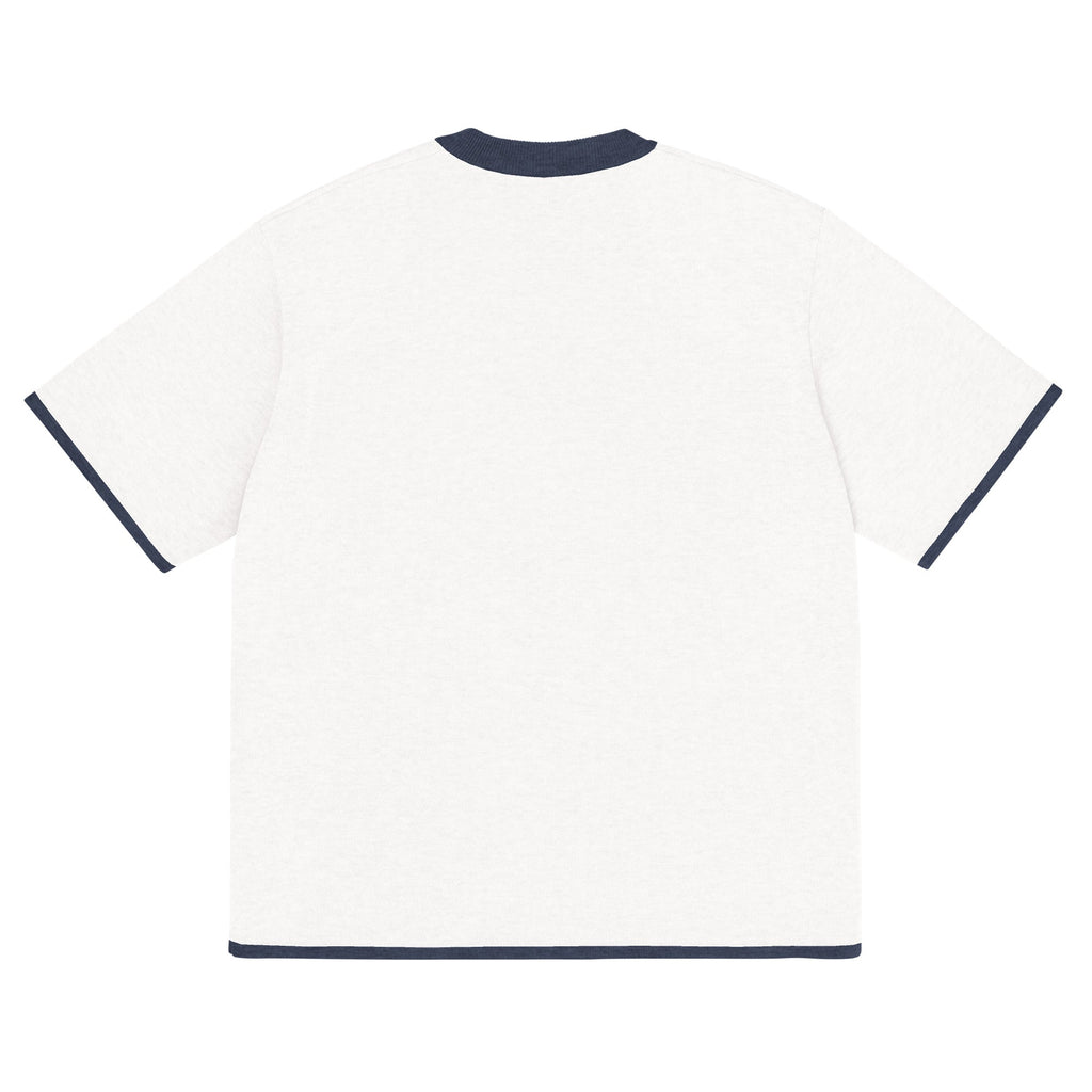 Bleach White with Navy Trim Knitted classic tee
