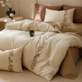 Lily of the Valley Embroidered Silky Bedding Set / Cream