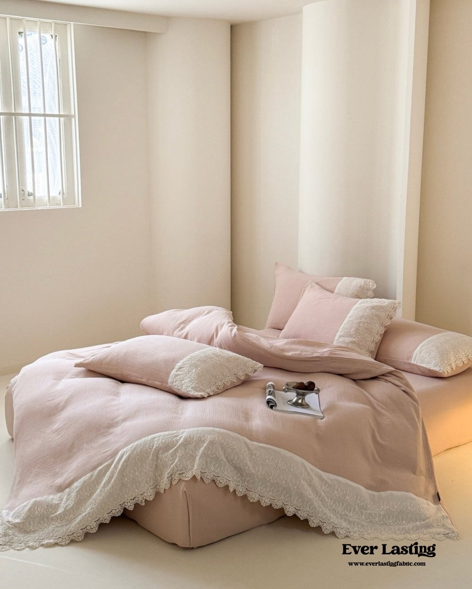 Margaux Lace Double Gauze Bedding Set / Sage Green