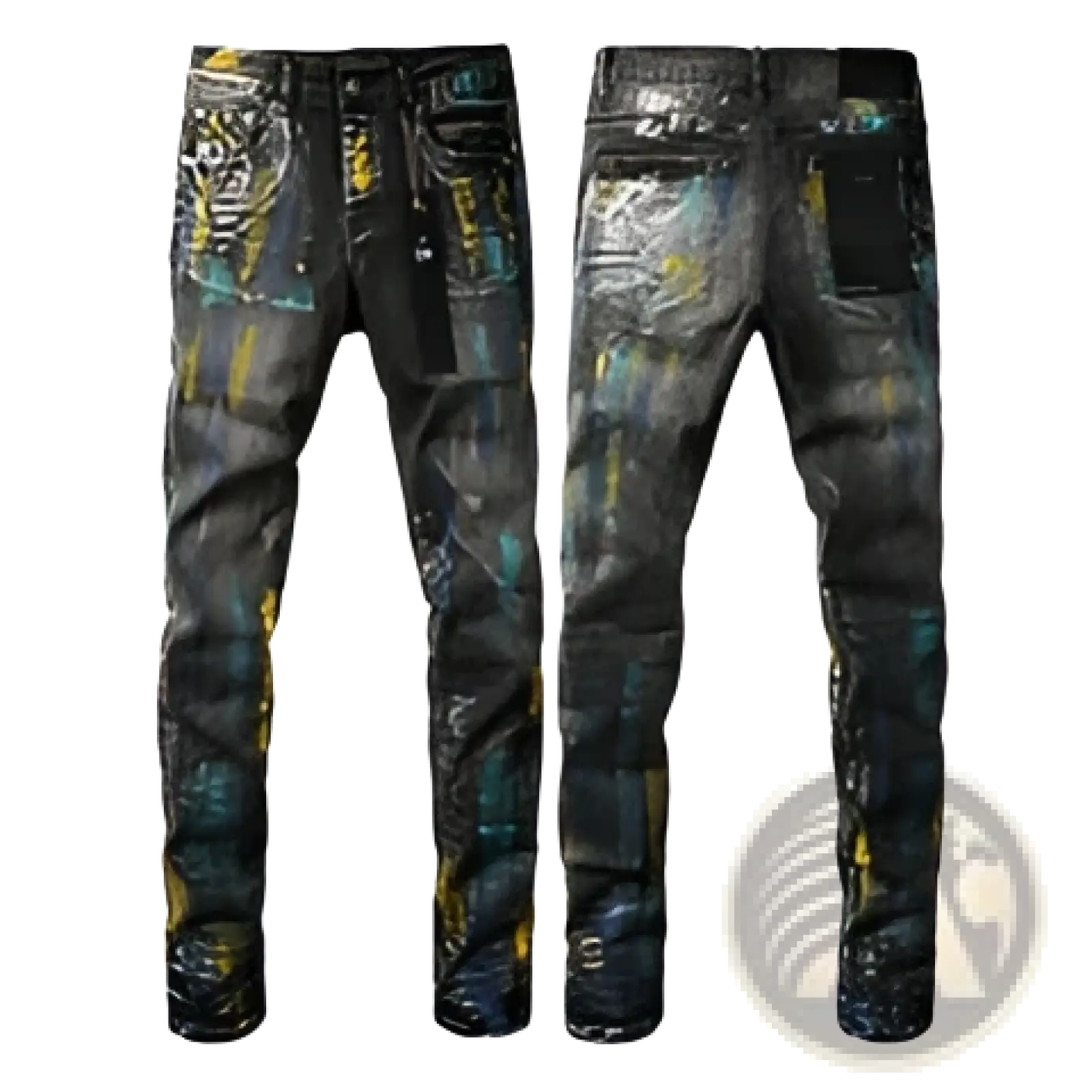 Men's Distressed Slim Fit Patchwork Denim Jeans