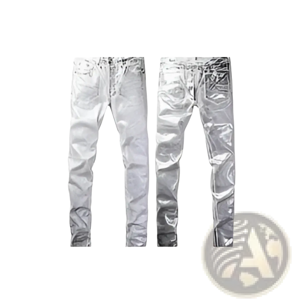 Men's Distressed Slim Fit Patchwork Denim Jeans