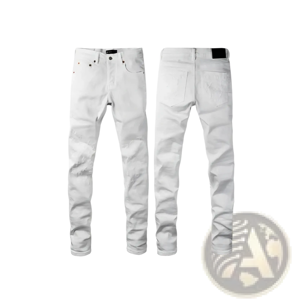 Men's Distressed Slim Fit Patchwork Denim Jeans