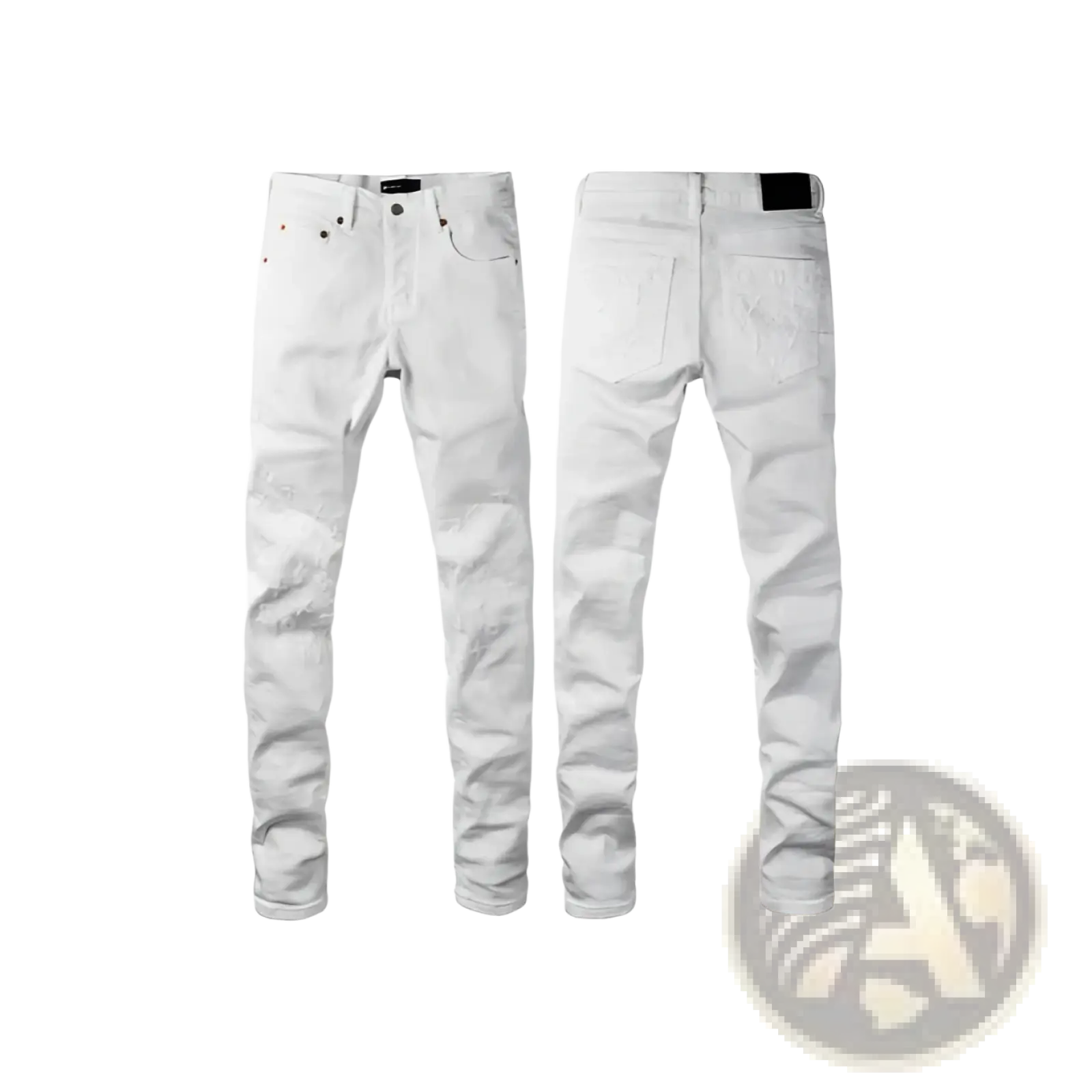 Men's Distressed Slim Fit Patchwork Denim Jeans