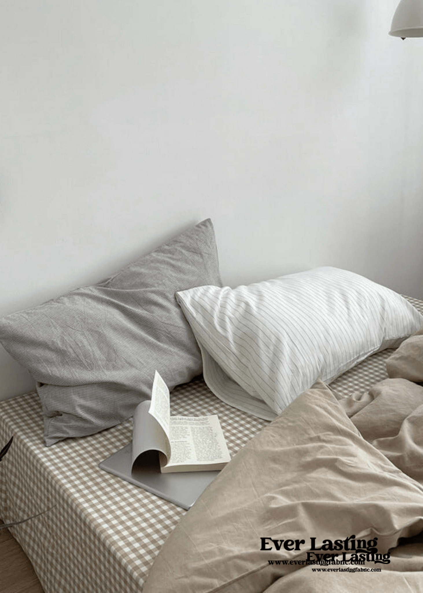 Minimal Mixed Gingham Bedding Set / White