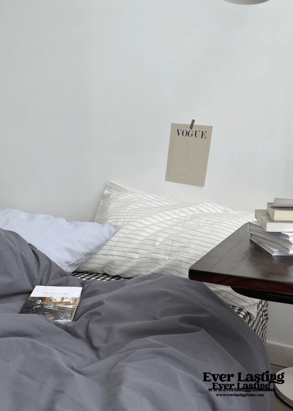 Minimal Mixed Gingham Bedding Set / White