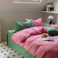 Mixed Color Maximalist Bedding Set / Green + Pink