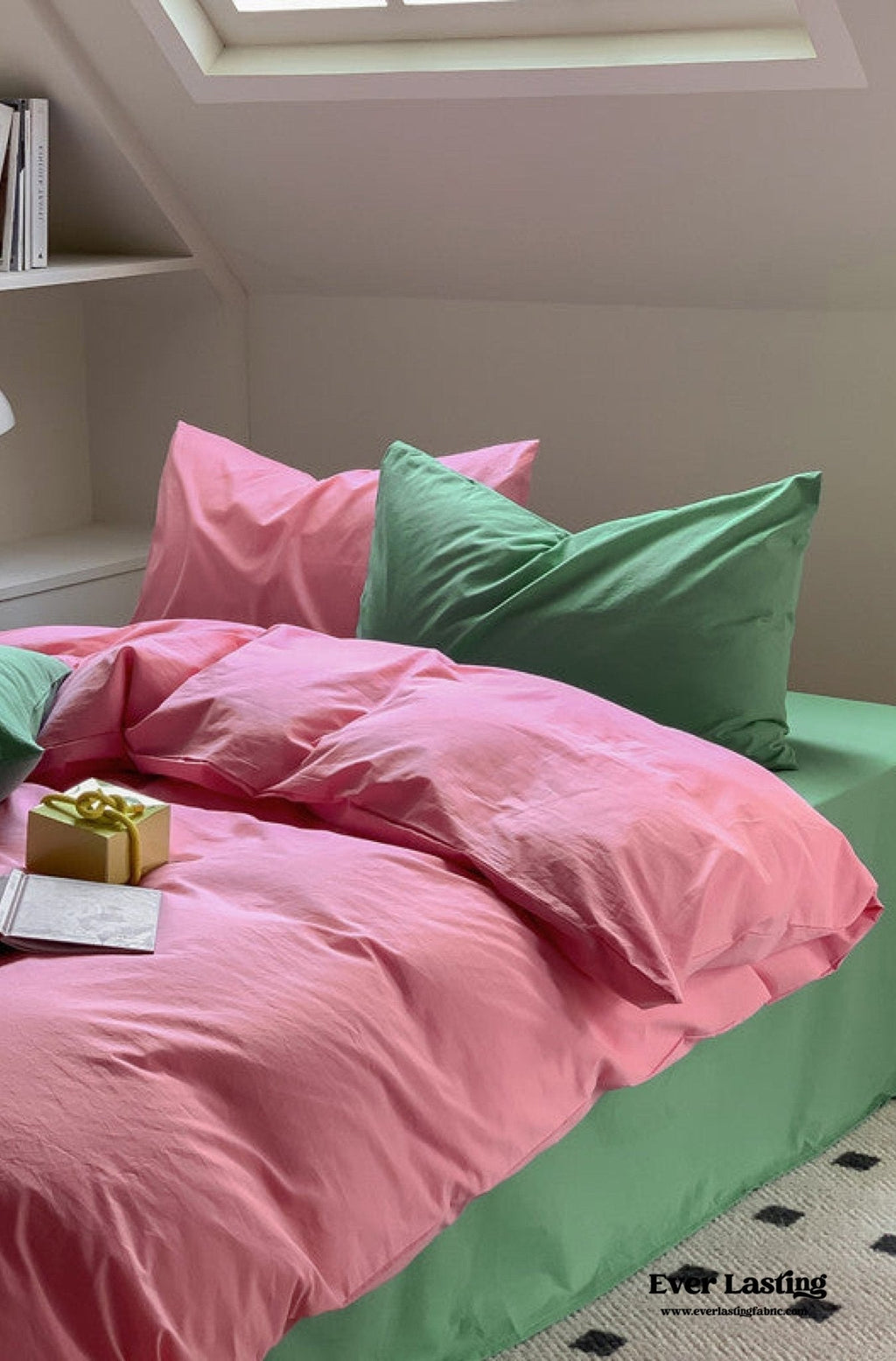 Mixed Color Maximalist Bedding Set / Green + Pink