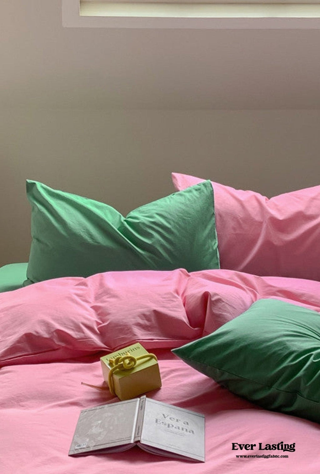Mixed Color Maximalist Bedding Set / Green + Pink