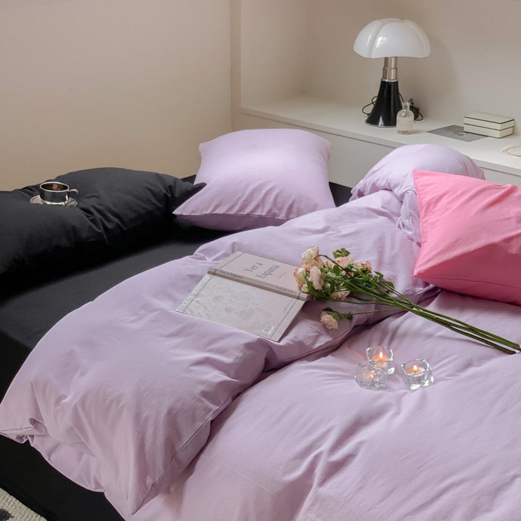 Mixed Color Maximalist Bedding Set / Purple + Black