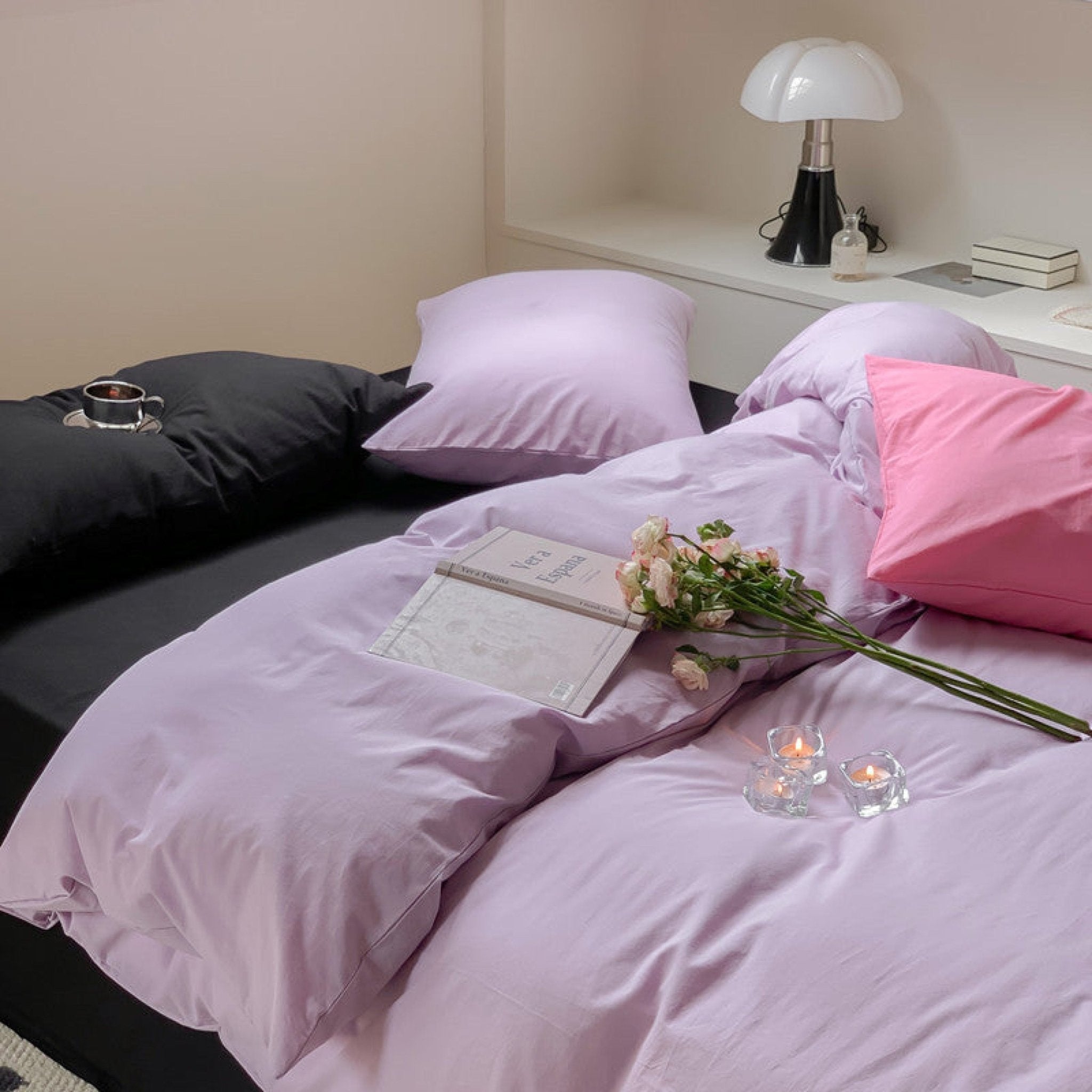 Mixed Color Maximalist Bedding Set / Purple + Black