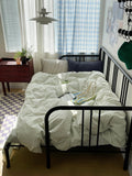Mixed Gingham Striped Bedding Set / Mint Green
