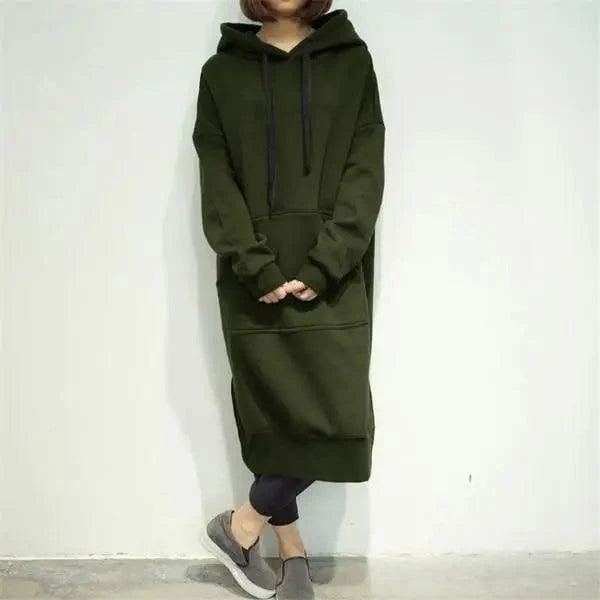 Modern Women Long Hoodies Autumn Winter Loose Hooded Sweatshirts Casual Oversized Sweatshirt Baggy Pullovers Dress Plus Size Super Soft Pullover Oversize Sweatshirt With Pocket