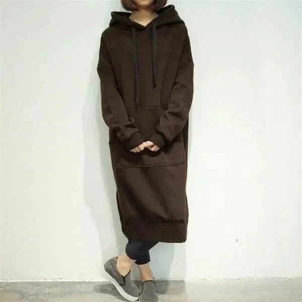 Modern Women Long Hoodies Autumn Winter Loose Hooded Sweatshirts Casual Oversized Sweatshirt Baggy Pullovers Dress Plus Size Super Soft Pullover Oversize Sweatshirt With Pocket