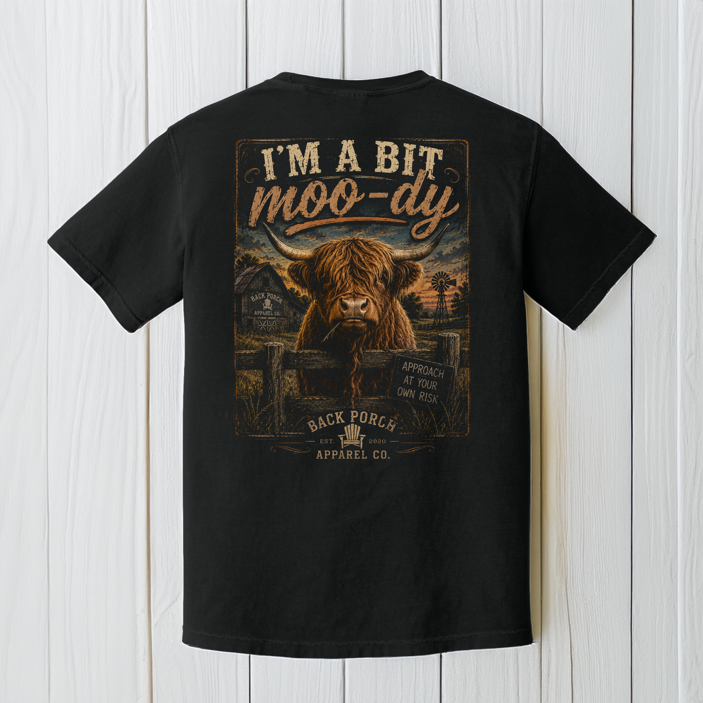 I’m A Bit Moo-dy Highland Cow Comfort Colors Graphic Tee
