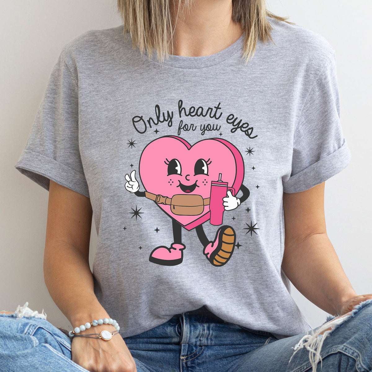 Only Heart Eyes For You Pink Heart Bougie Boojee Valentine Themed Super Soft Graphic Tee