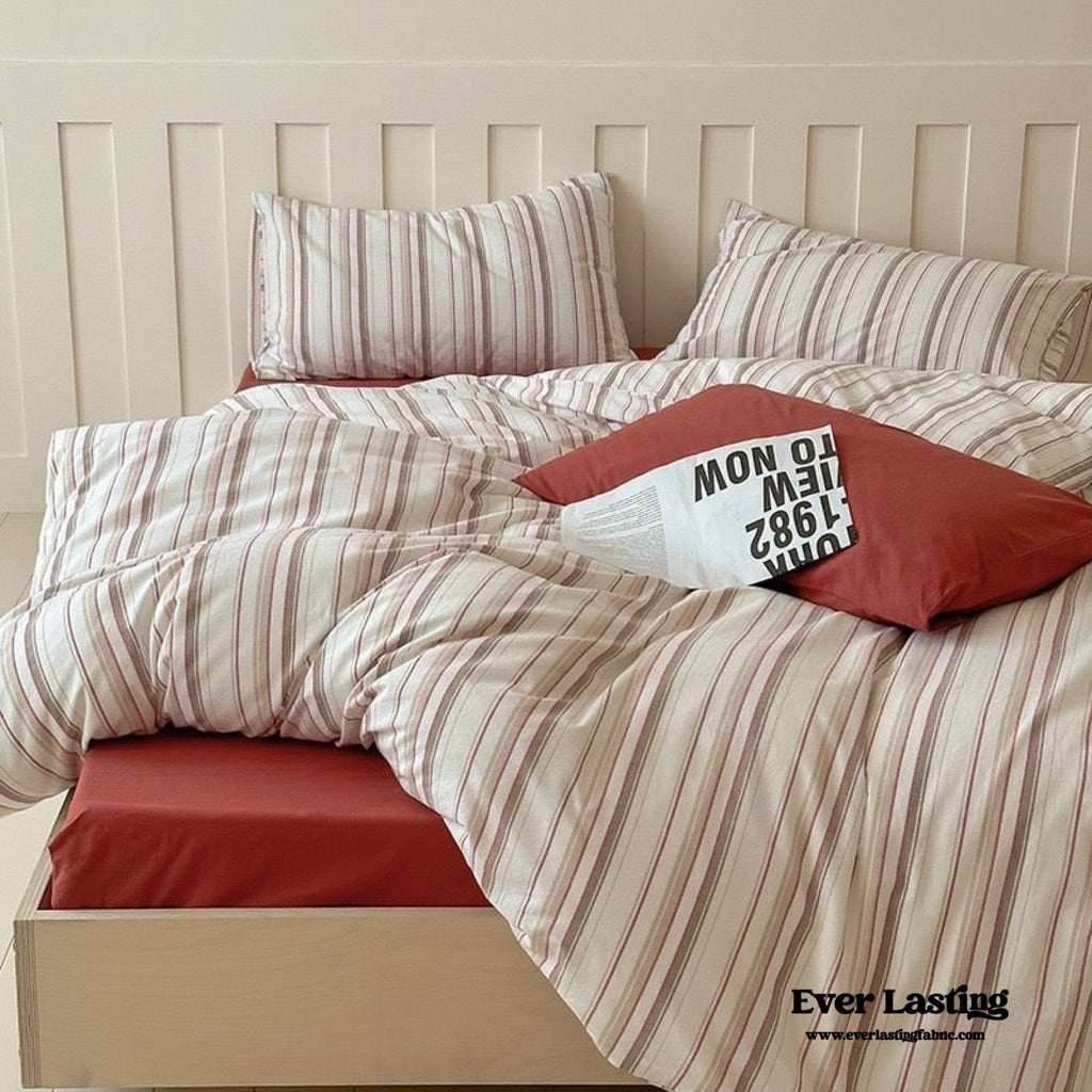 Parker Minimalist Striped Bedding Set / Pink