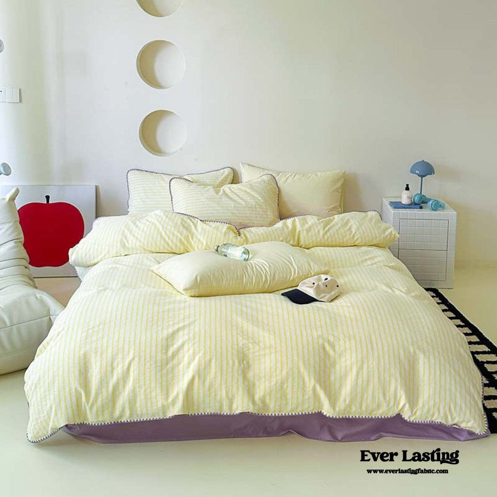 Pepper Candy Stripe Bedding Set / Purple + Green