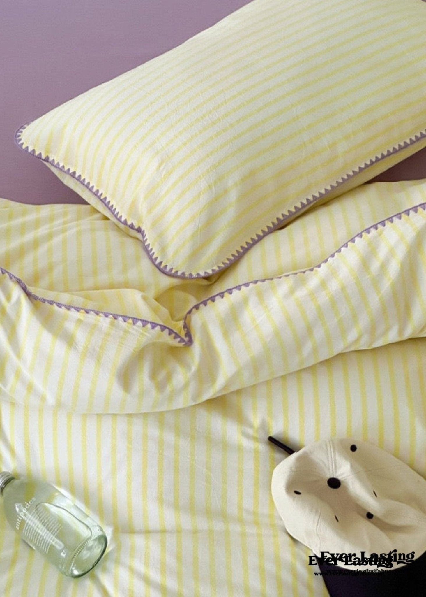 Pepper Candy Stripe Bedding Set / Purple + Green