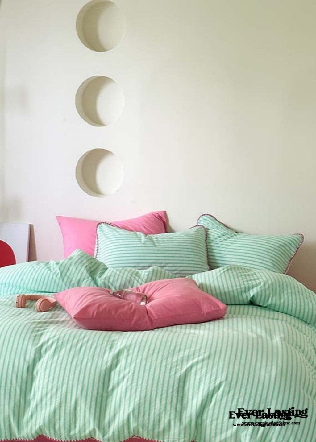 Pepper Candy Stripe Bedding Set / Purple + Green