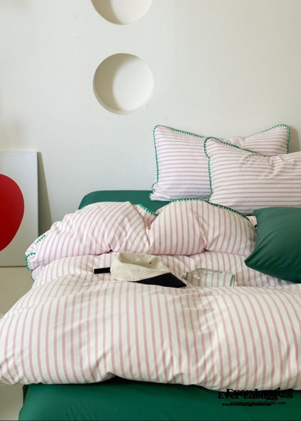 Pepper Candy Stripe Bedding Set / Purple + Green