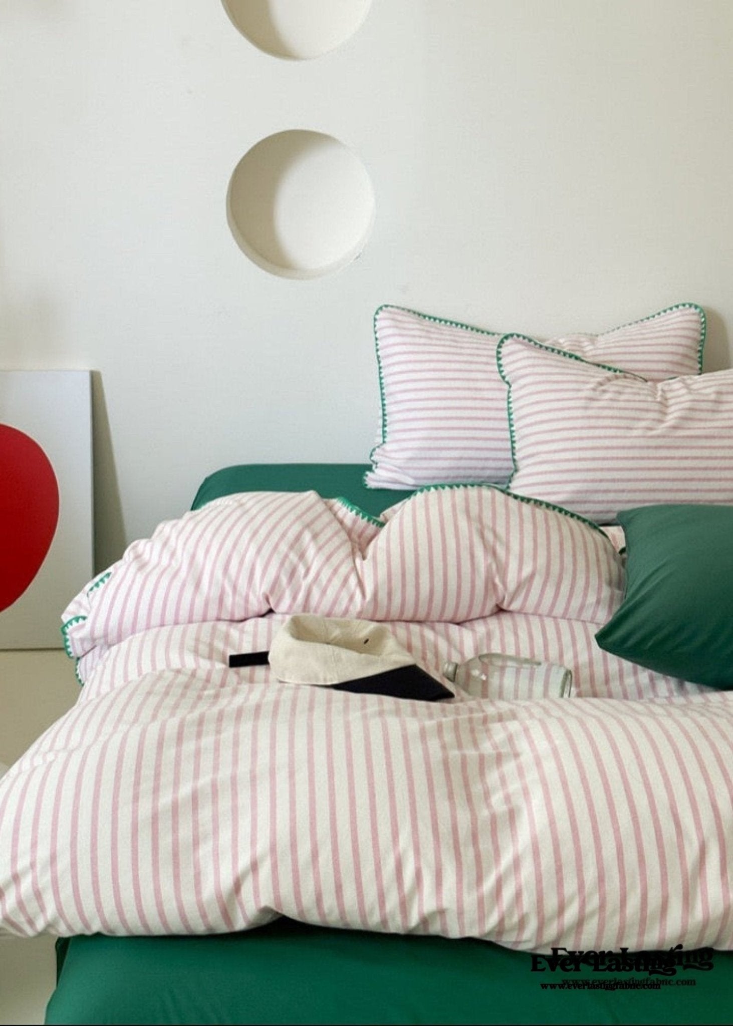 Pepper Candy Stripe Bedding Set / Purple + Green