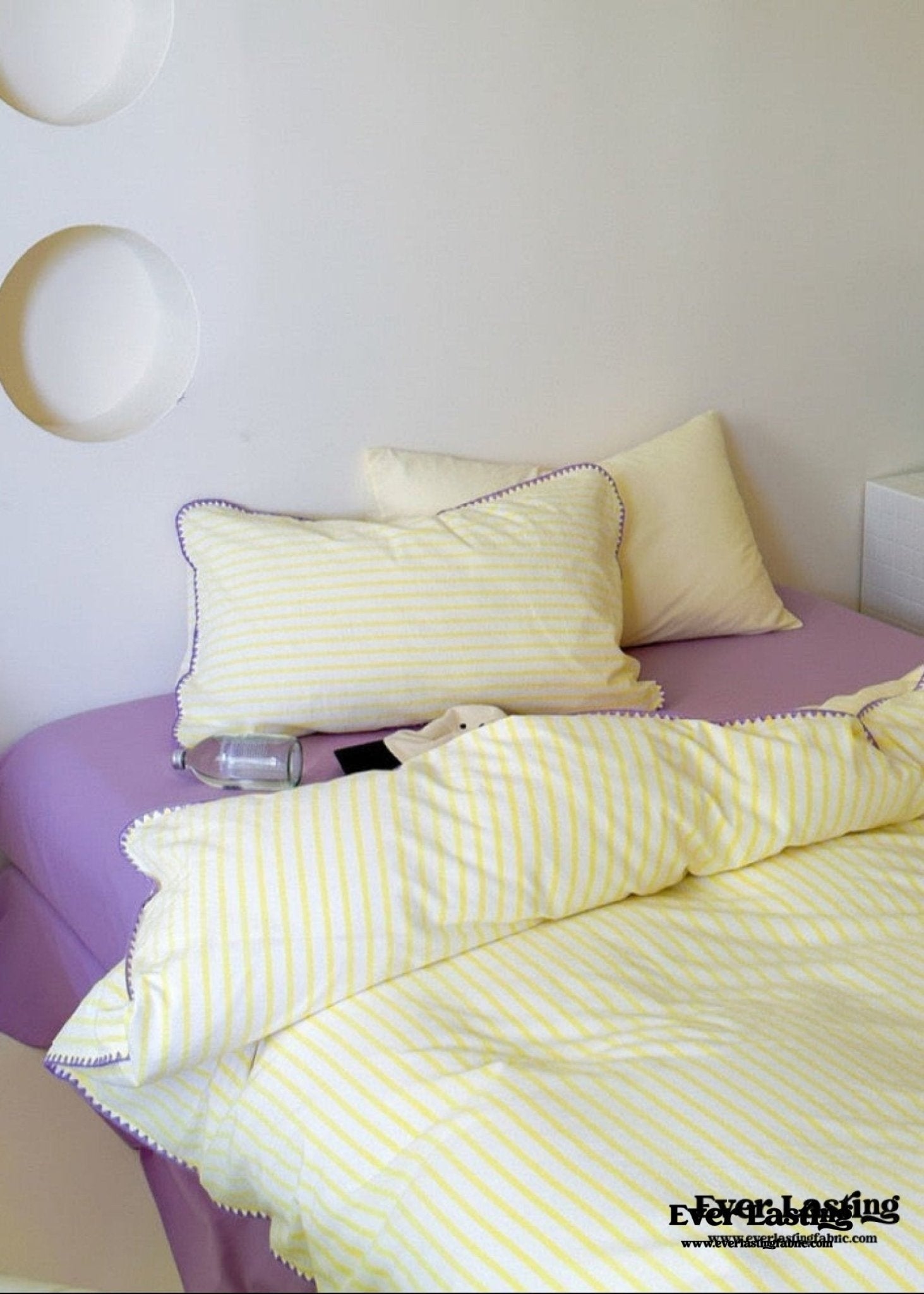 Pepper Candy Stripe Bedding Set / Purple + Green