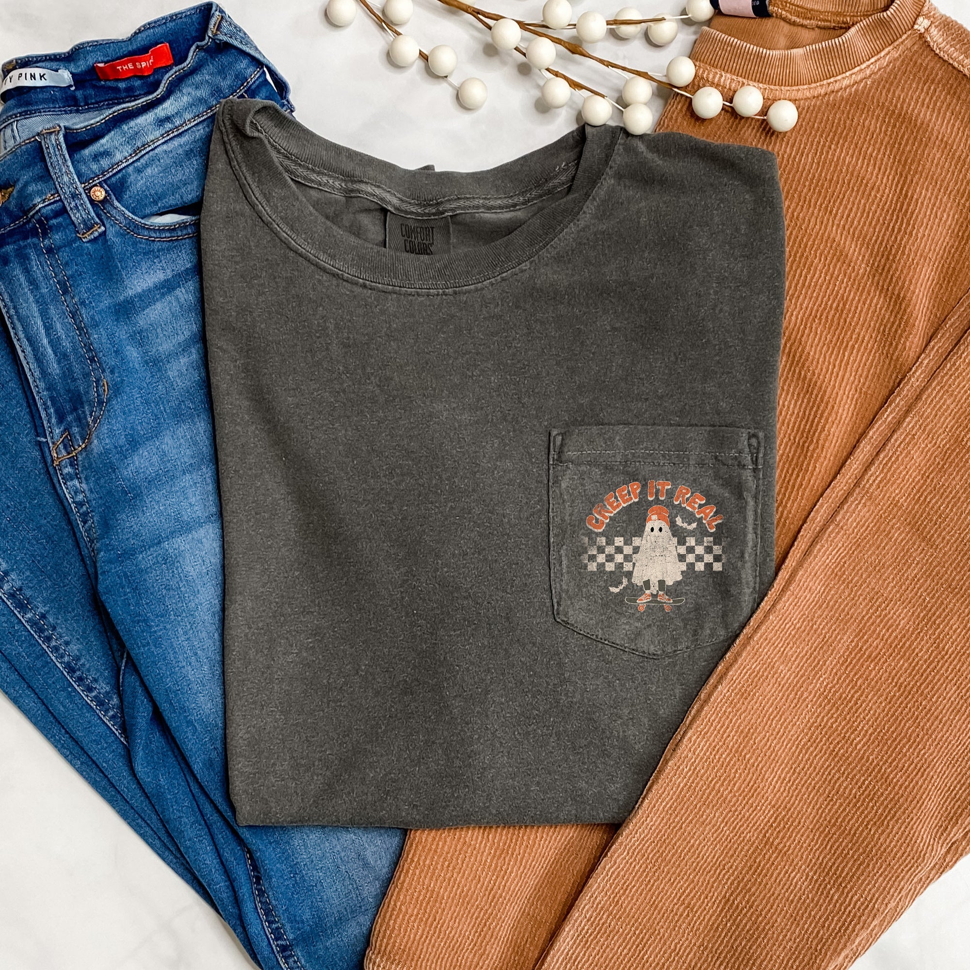 Creep It Real Halloween Pocket Limited Edition Spooky Collectible Comfort Colors Tee