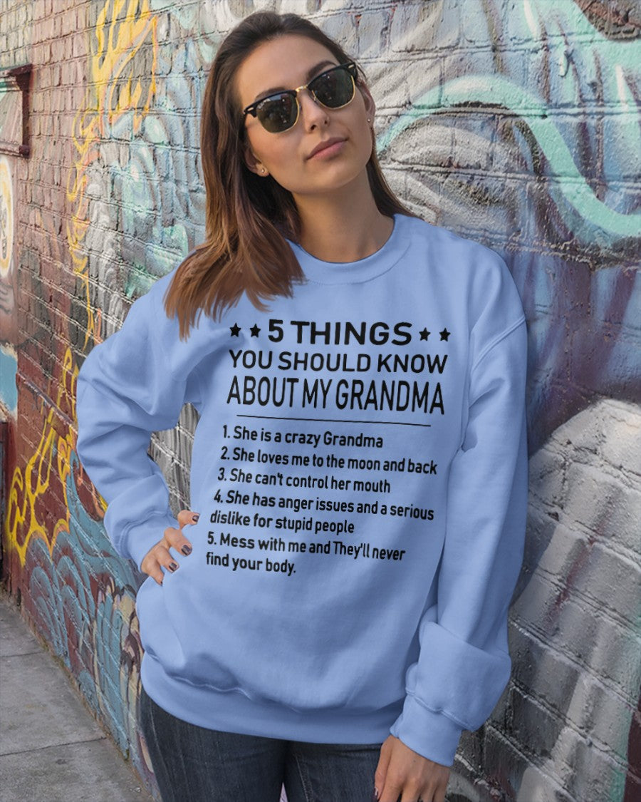 5 THINGS  YOU SHOULD KNOW ABOUT MY GRANDMA - Gift for granddaughter NGHL00 (SKU10-18)