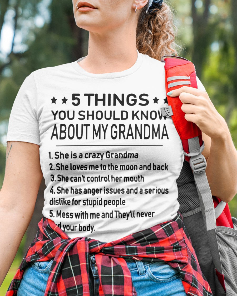 5 THINGS  YOU SHOULD KNOW ABOUT MY GRANDMA - Gift for granddaughter NGHL00 (SKU10-18)