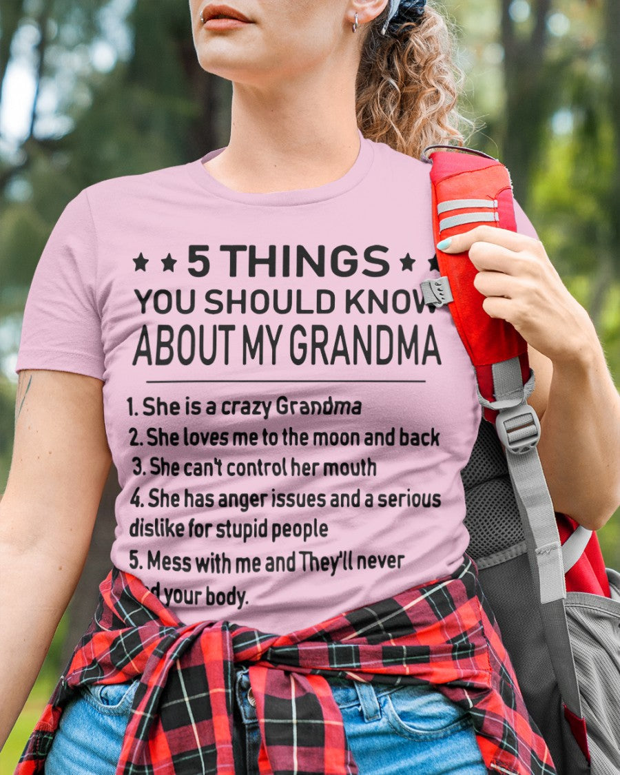 5 THINGS  YOU SHOULD KNOW ABOUT MY GRANDMA - Gift for granddaughter NGHL00 (SKU10-18)